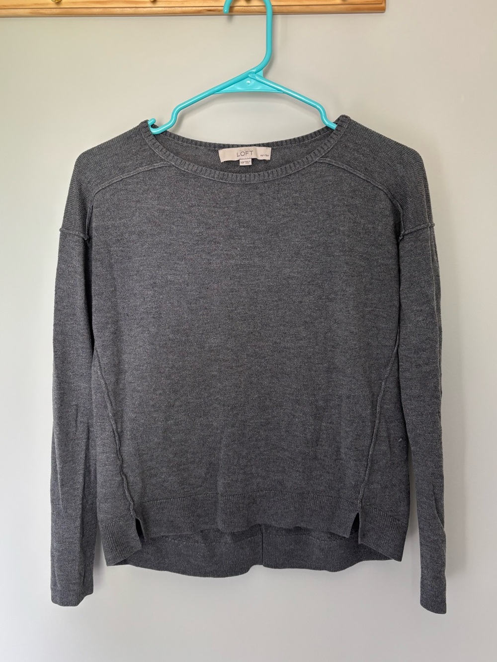 LOFT Charcoal Scoop Neck Knit Sweater